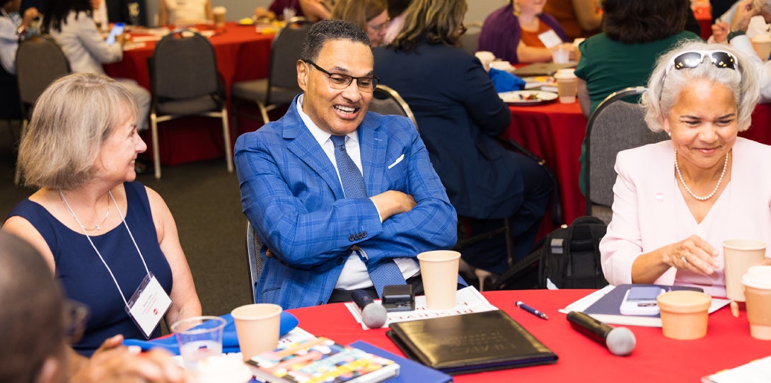 Provost Karen Colley, Dr. Freeman Hrabowski III, President Emeritus, UMBC and Chancellor Marie Lynn Miranda